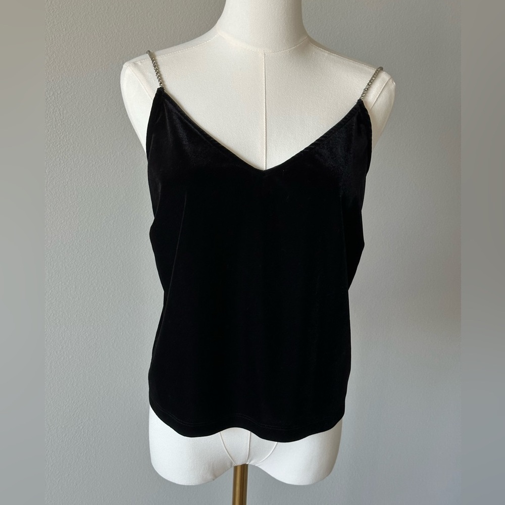 Dynamite Black Velour Camisole with Chain Straps-S